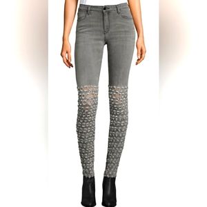 Brockenbow Emma Skinny Al Jarretelle Medium Waist Gray Grey Clair Distressed 26